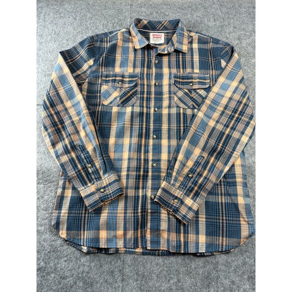 Levi's Other - Levi's Men's M Plaid Long Sleeve Button Up Shirt Blue Orange Casual Workwear